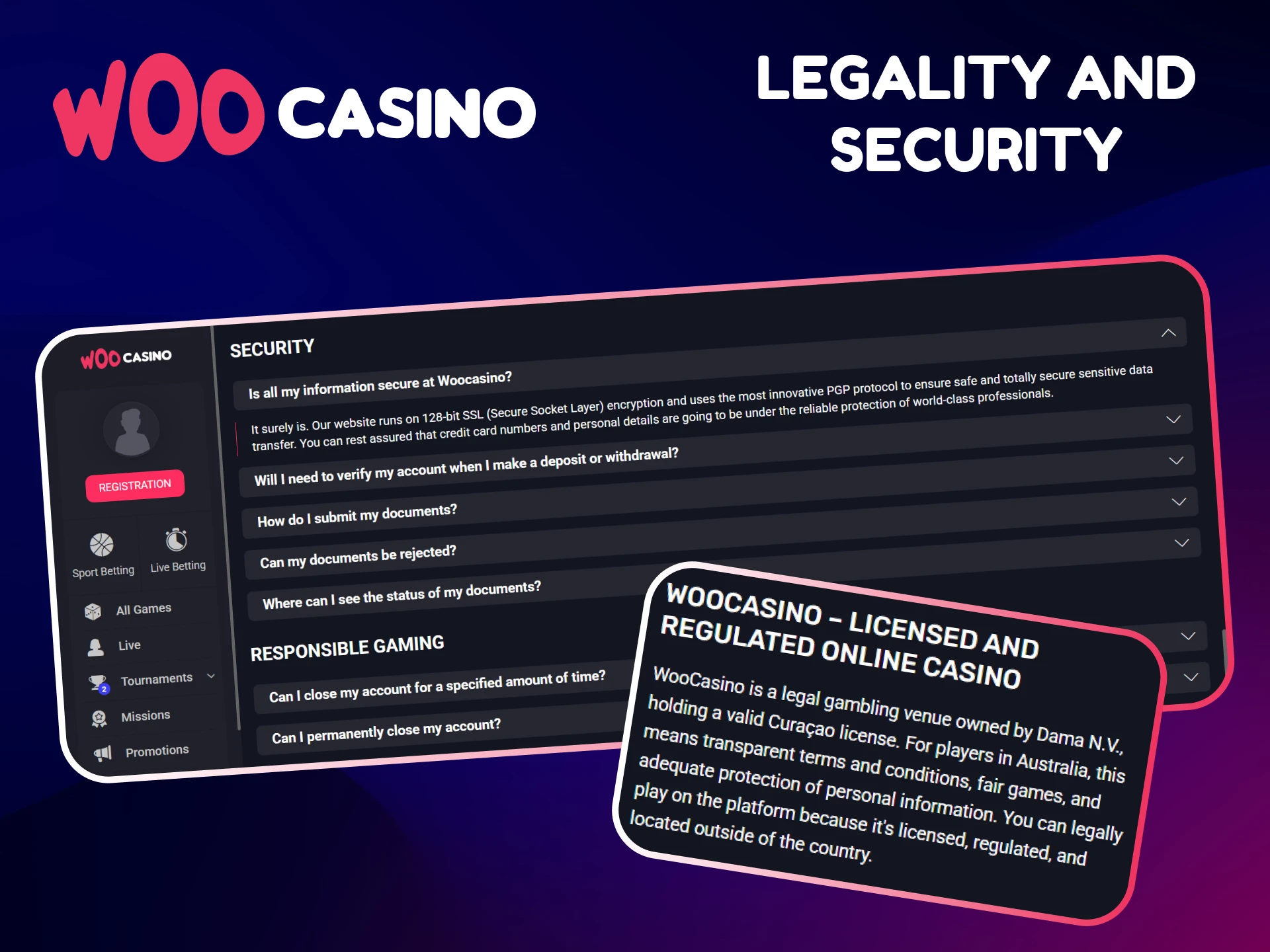 Woo Casino is a licensed and secure for players gambling platform.