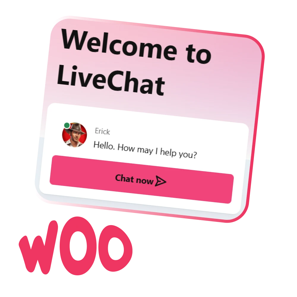 Contact the Woo Casino support team via live chat or email.