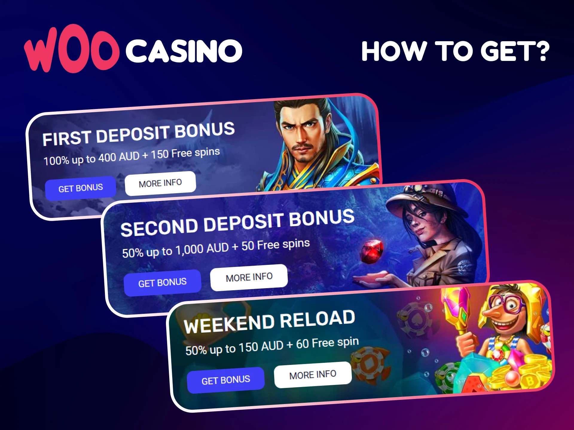Find out how you can get free spins on the Woo Casino platform.