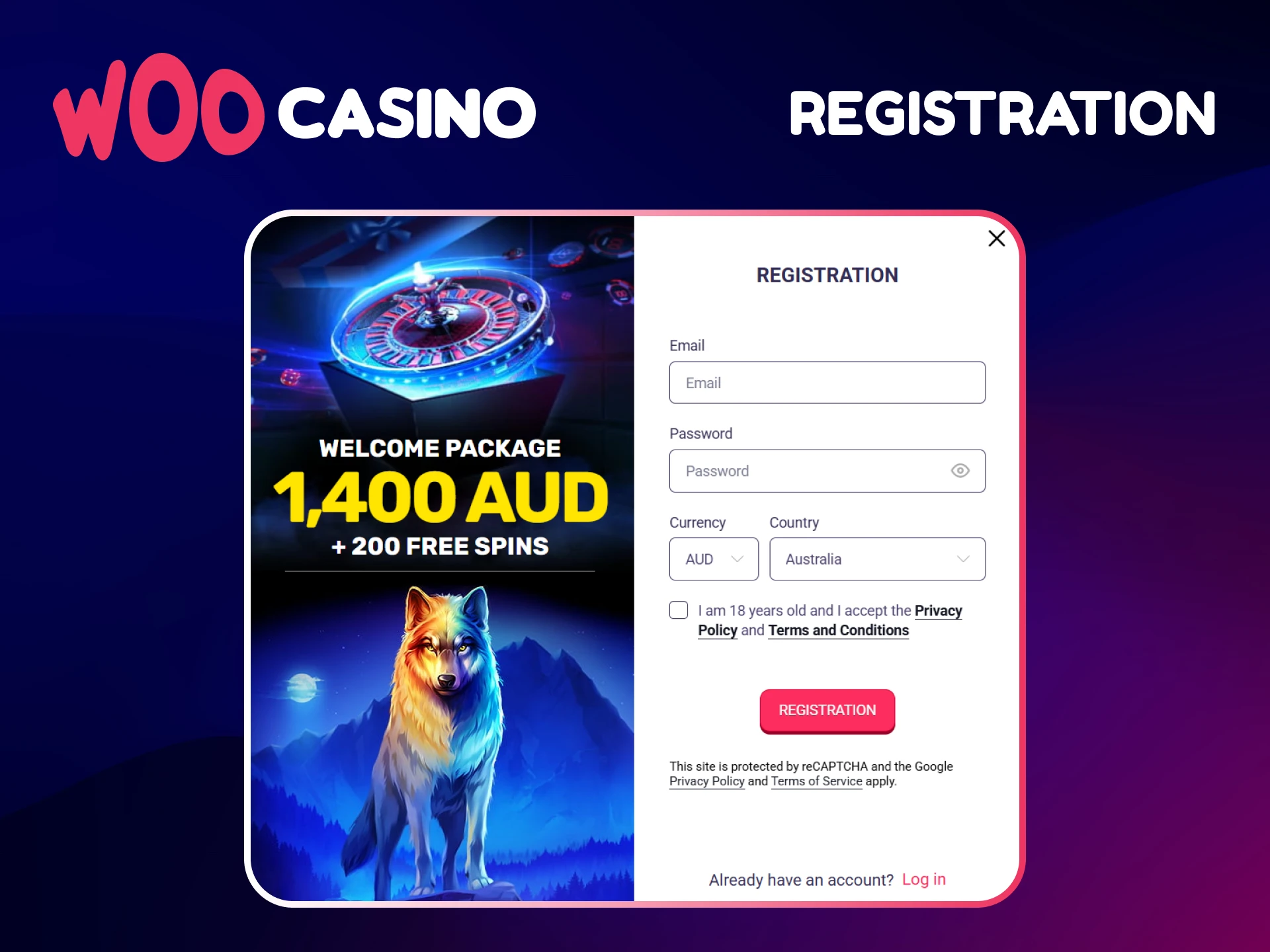 Find out how to create an account at Woo Casino.