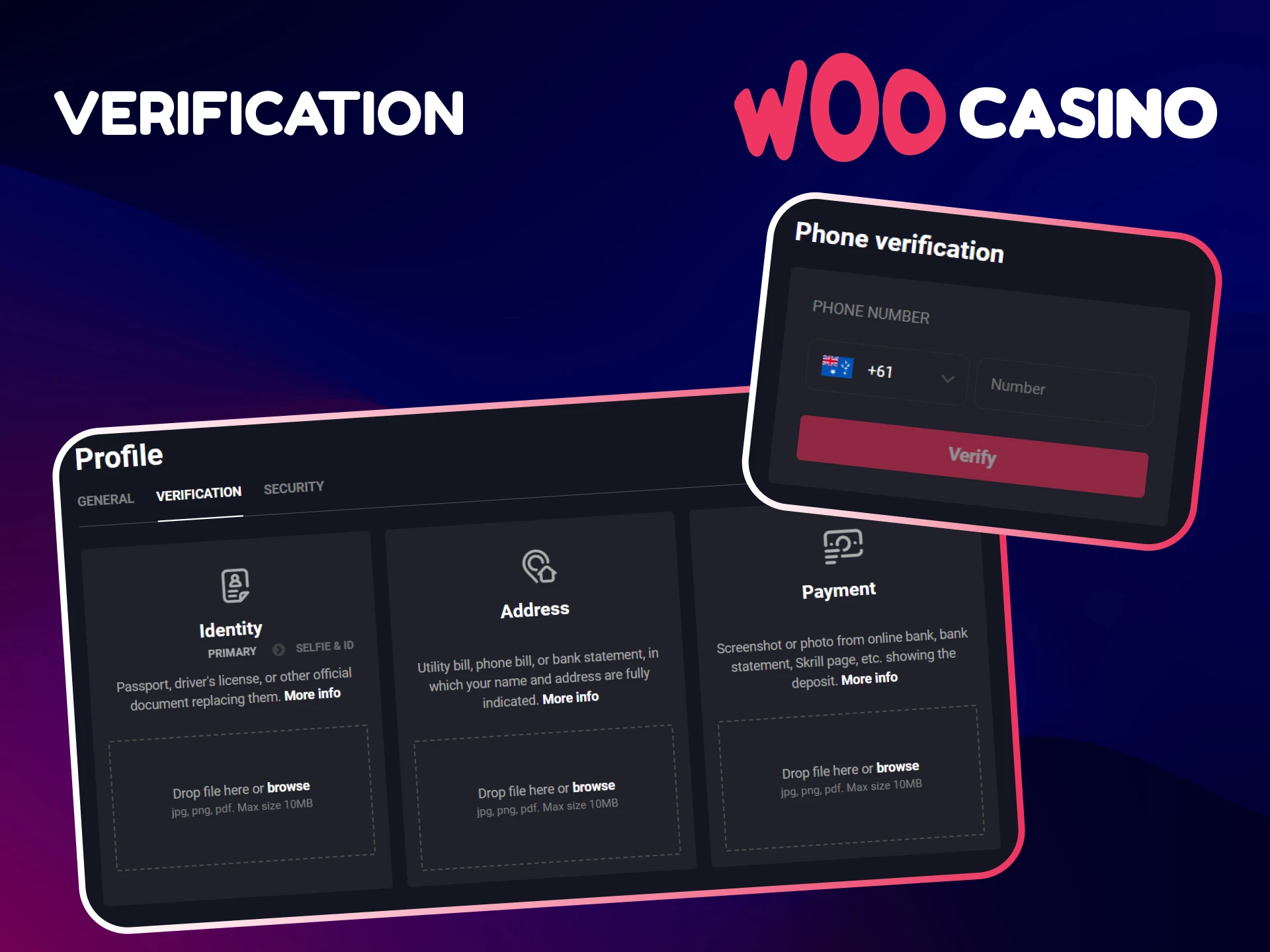 Verify your account using your phone at Woo Casino.