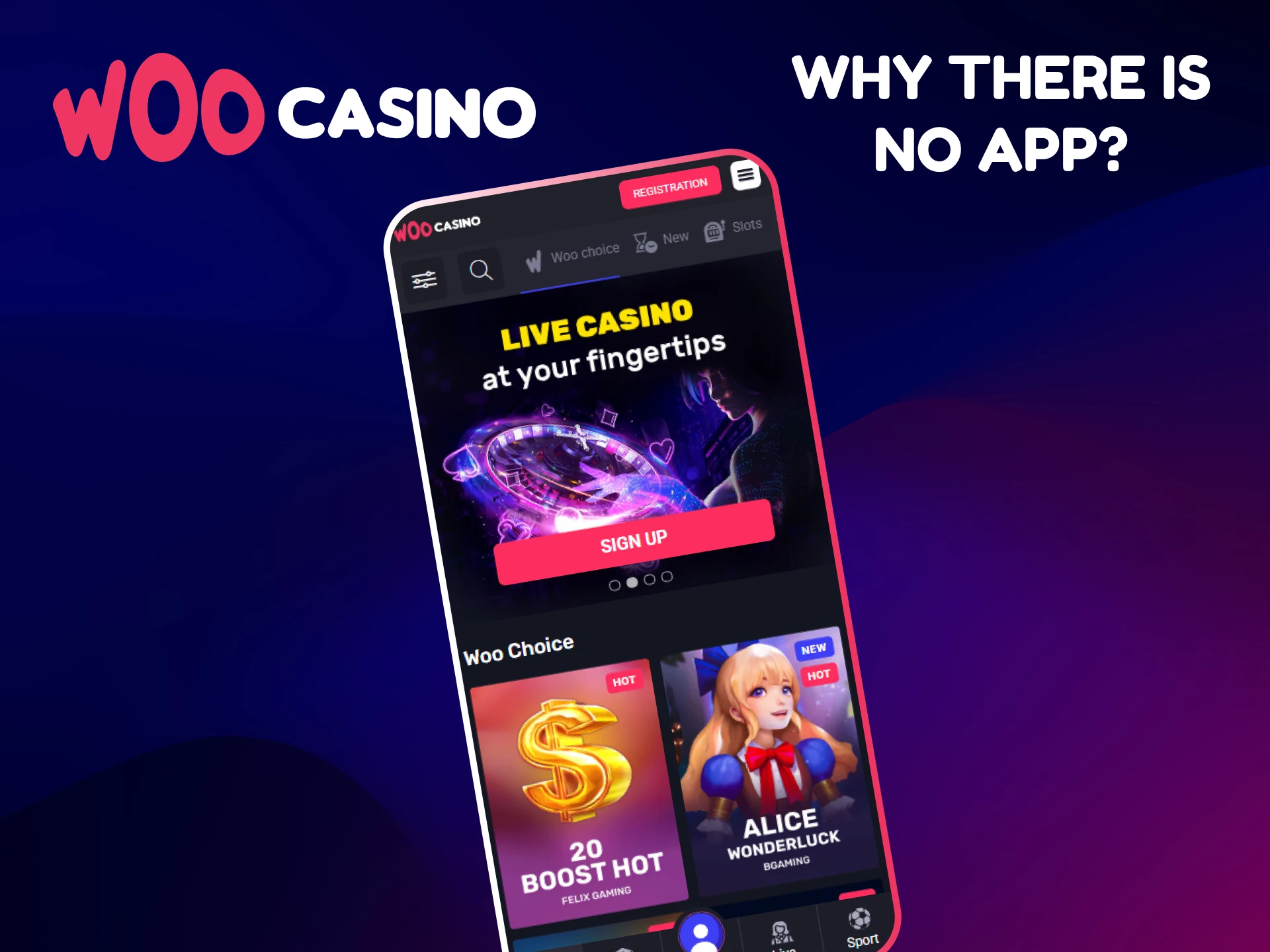 Find out why Woo Casino's native app doesn't exist.
